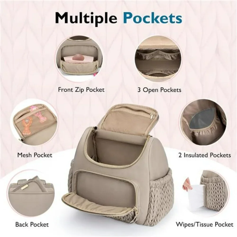 Mommore Diaper Backpack Baby Bag with Insulated Pockets Stroller Straps Pad